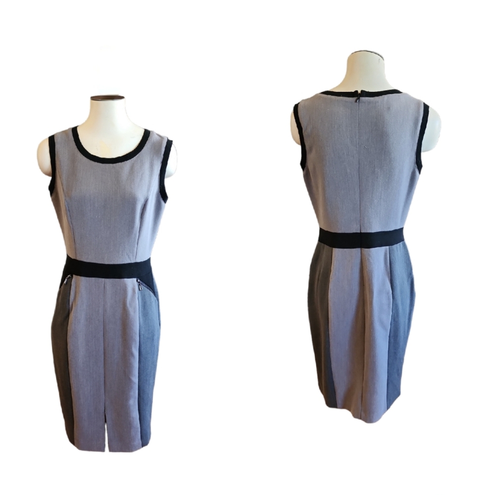 Nine West Women's Color Block Gray and Black Sheath Style Dress Size 6